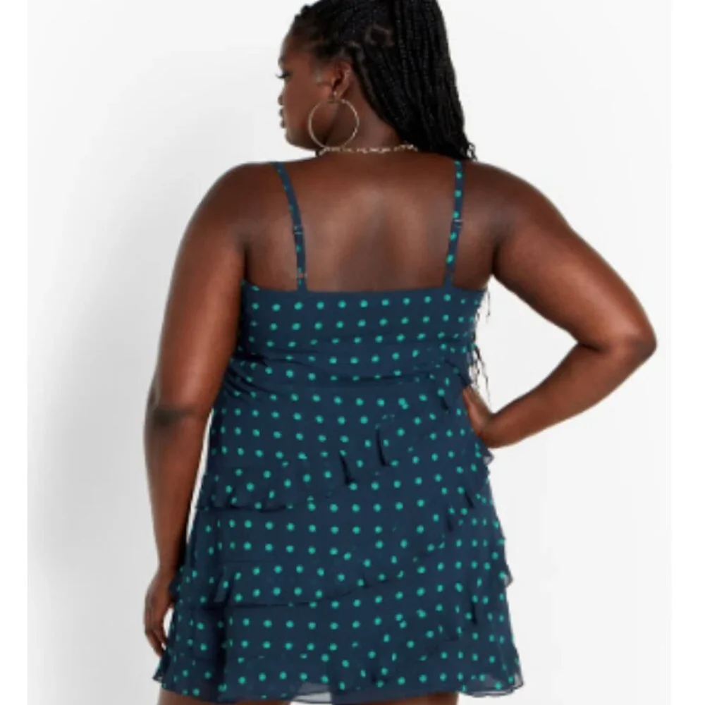 NWT City Chic Polka Dot Ruffle Mini Dress 20